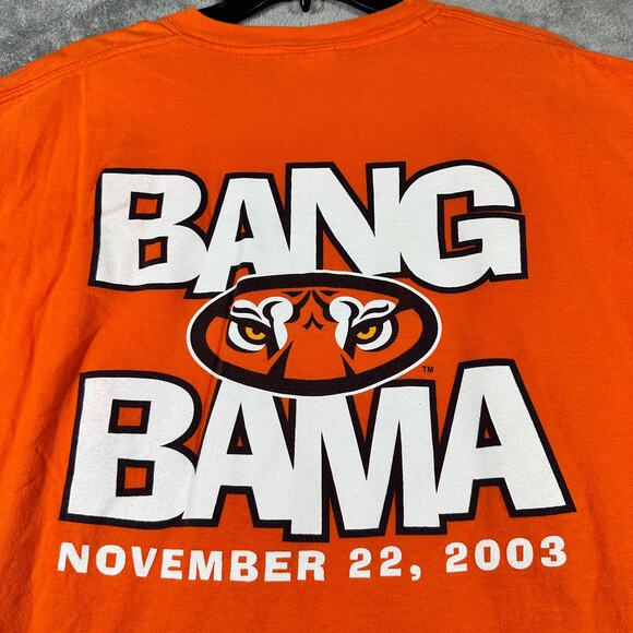 VINTAGE Auburn Iron Bowl Shirt Men's XL 2003 Orange Graphic Logo Hanes - Picture 7 of 7